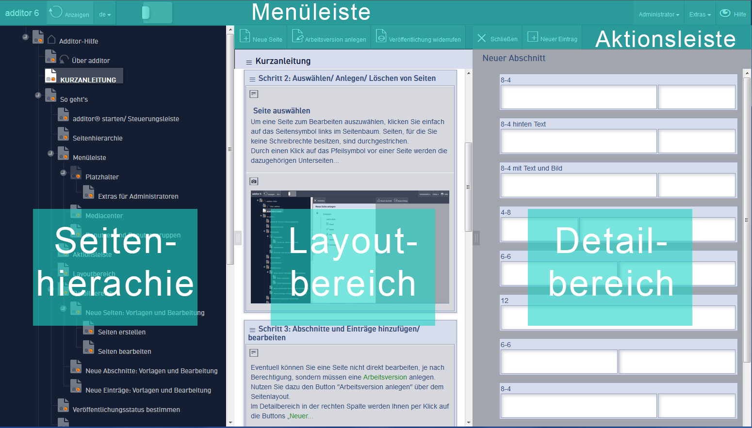 Screenshot Aufteilung