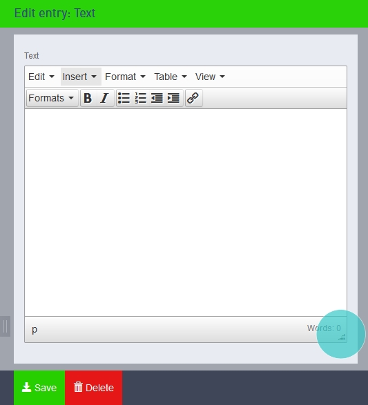 Eintrag Text
